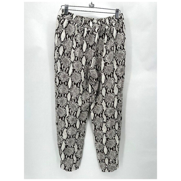 ALC Elijah Python Print Pants Size 2 Brown Ivory Ankle Zip Pull On Preppy Glam - Picture 6 of 12